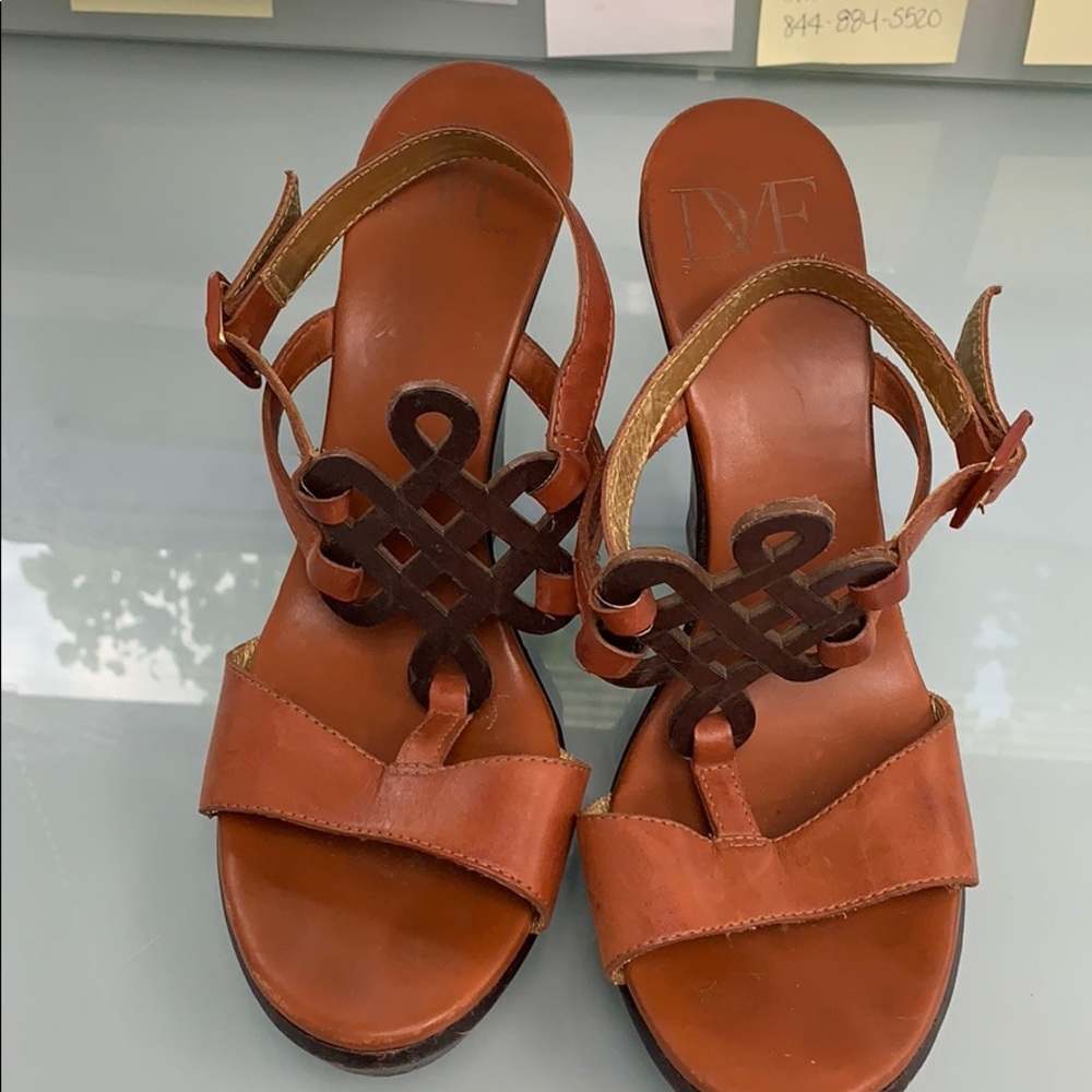 Diane von Furstenberg tan wedges